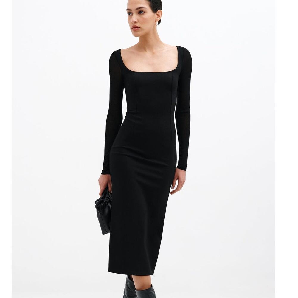 Marcella Cecilia Dress European Ponte Square-Neck Midi Dress